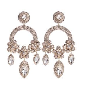 Crystals drop gold fashion luxury jewelry earrings